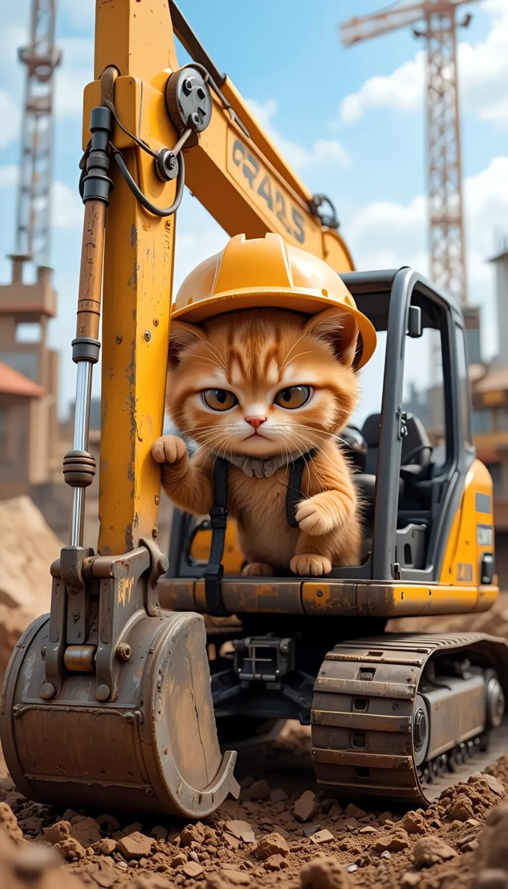 工事のじゃまするニャー！