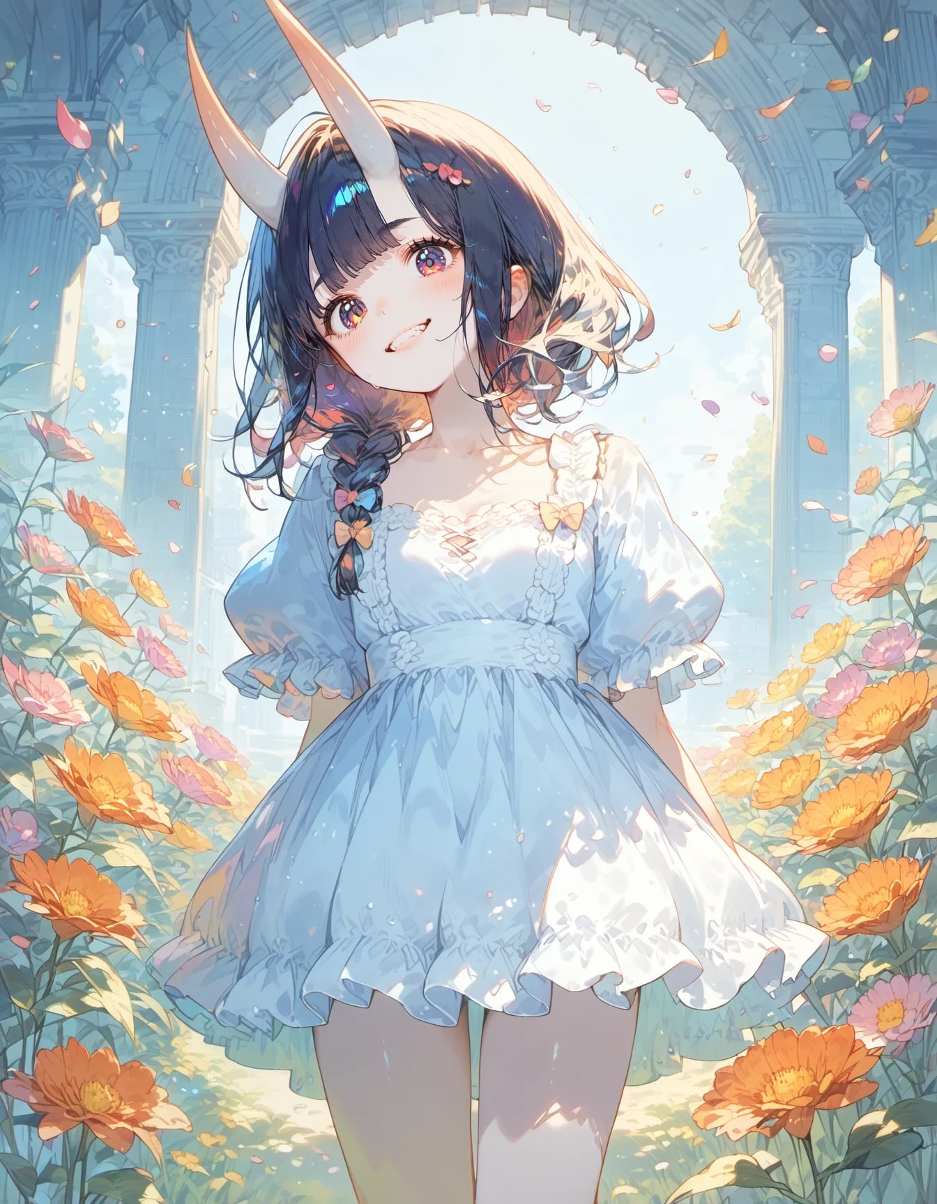 Horned Girl of the Flower Sanctuary | の人気AIイラスト・グラビア
