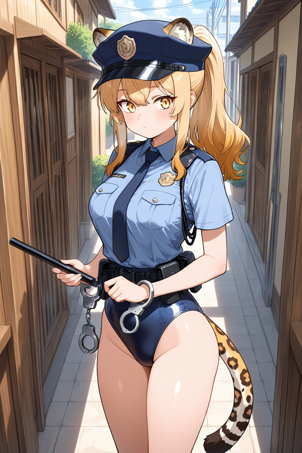 With police permission, I need some information... Huh? What kind of perverted uniform is that?