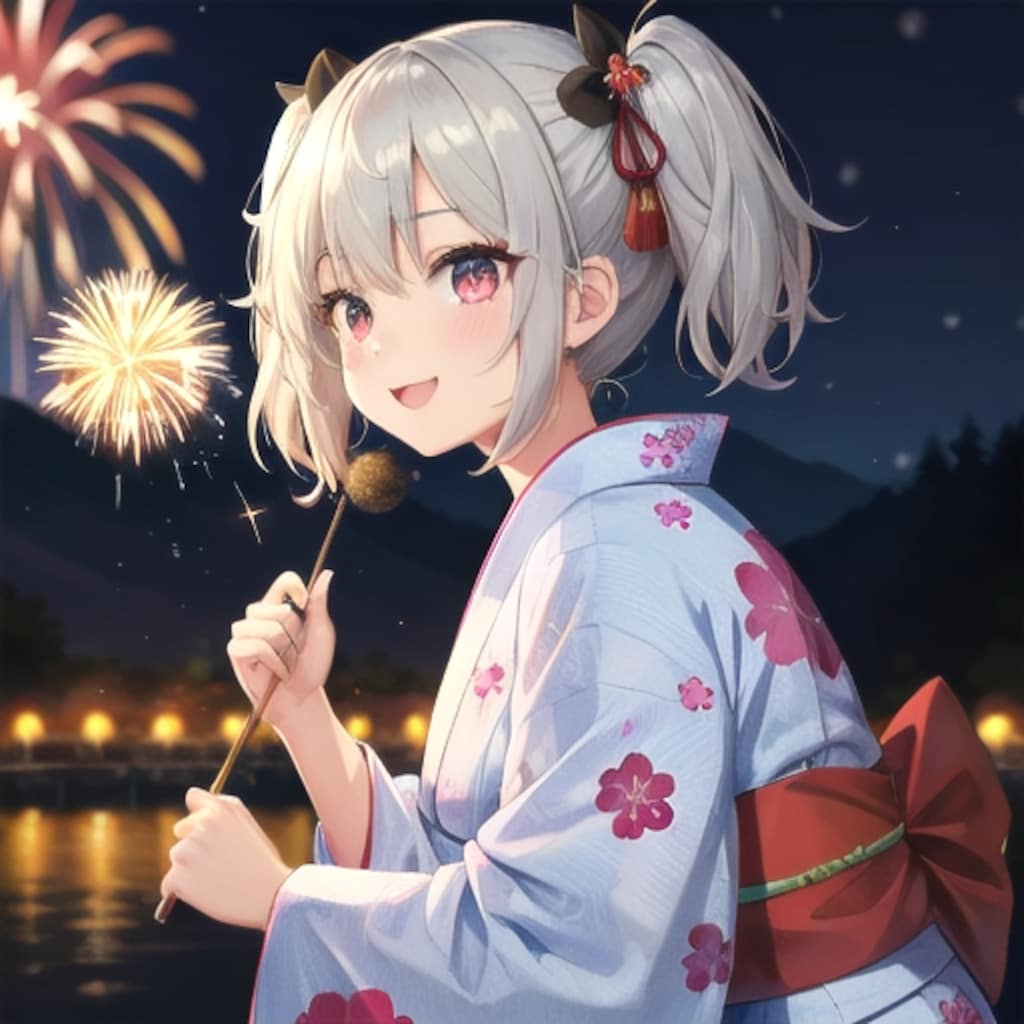 浴衣と花火