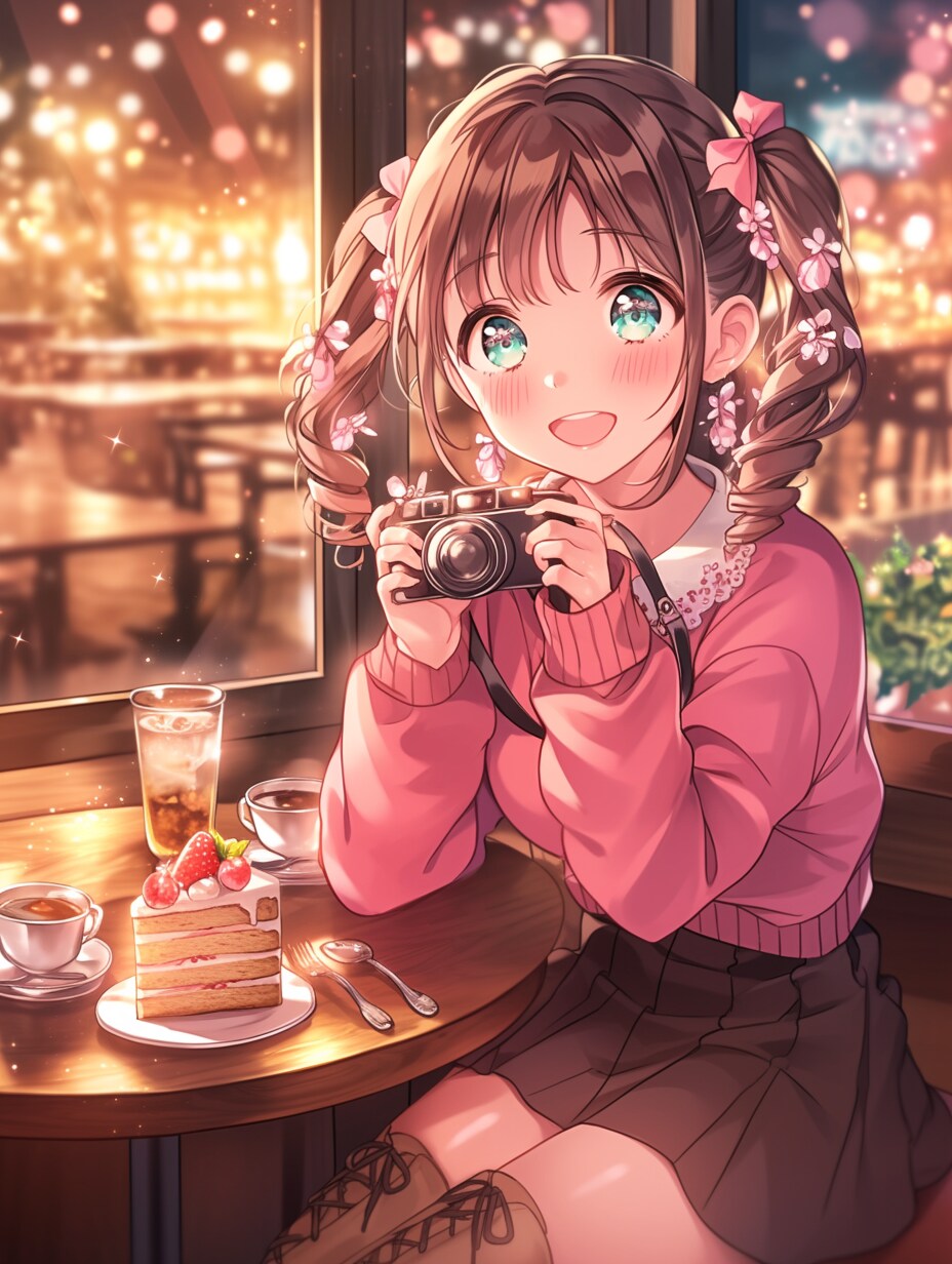 カメラでミルクレープを撮る