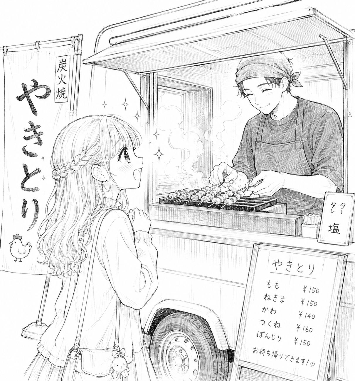 見ているのは焼き鳥かお兄さんか