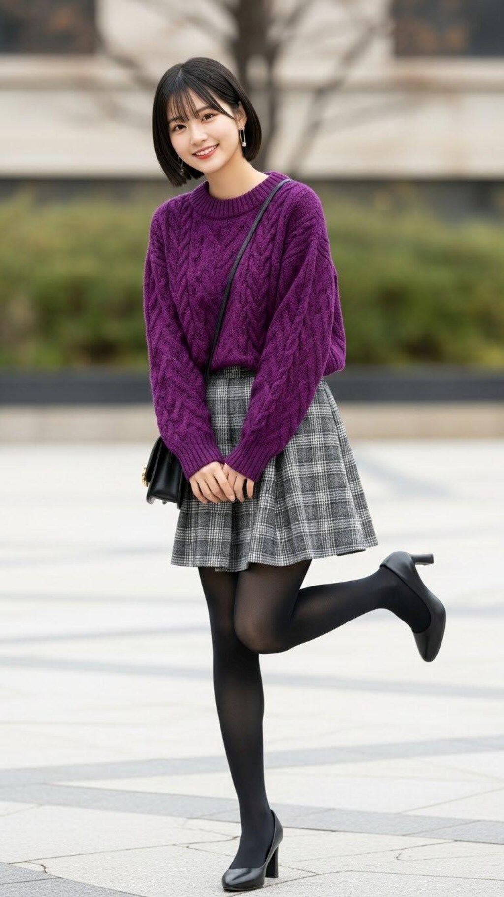 デートの装い。　　　　ポーズやファッション、ファッションに対する小物のコーディネート、背景は限定せずにAIが選んでいます。