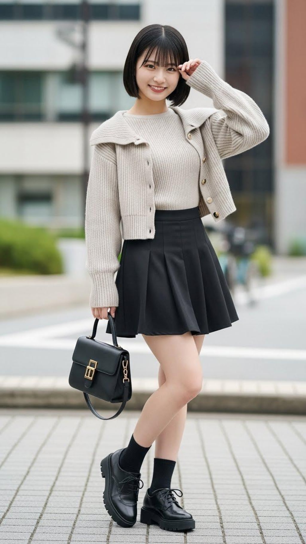 デートの装い。　　　　ポーズやファッション、ファッションに対する小物のコーディネート、背景は限定せずにAIが選んでいます。