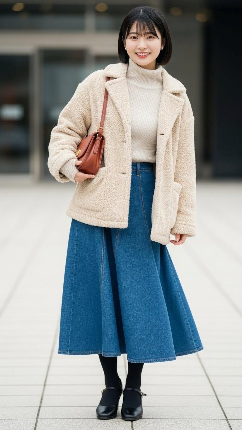 デートの装い。　　　　ポーズやファッション、ファッションに対する小物のコーディネート、背景は限定せずにAIが選んでいます。