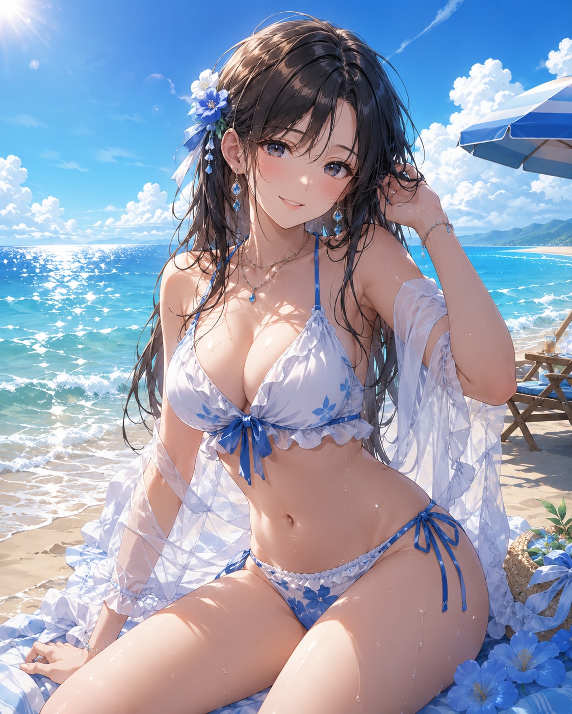 ビーチでの夏の微笑み