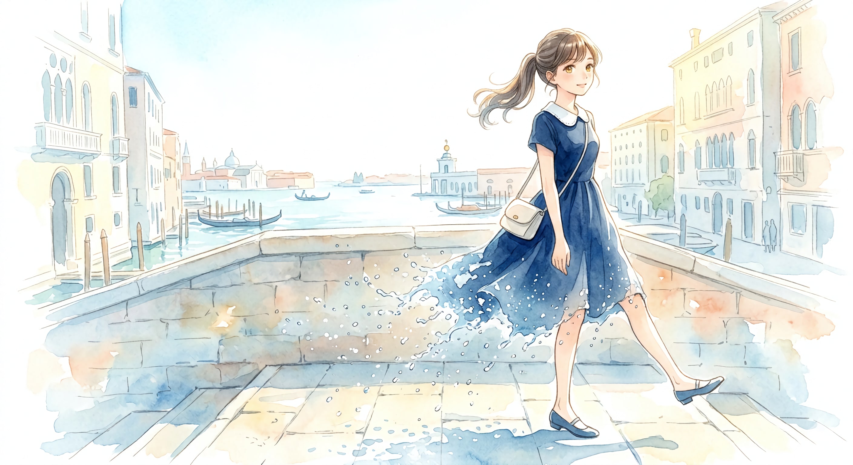 お散歩〜ヴェネツィア、きらめく水と猫の足跡😺✨ | の人気AIイラスト・グラビア