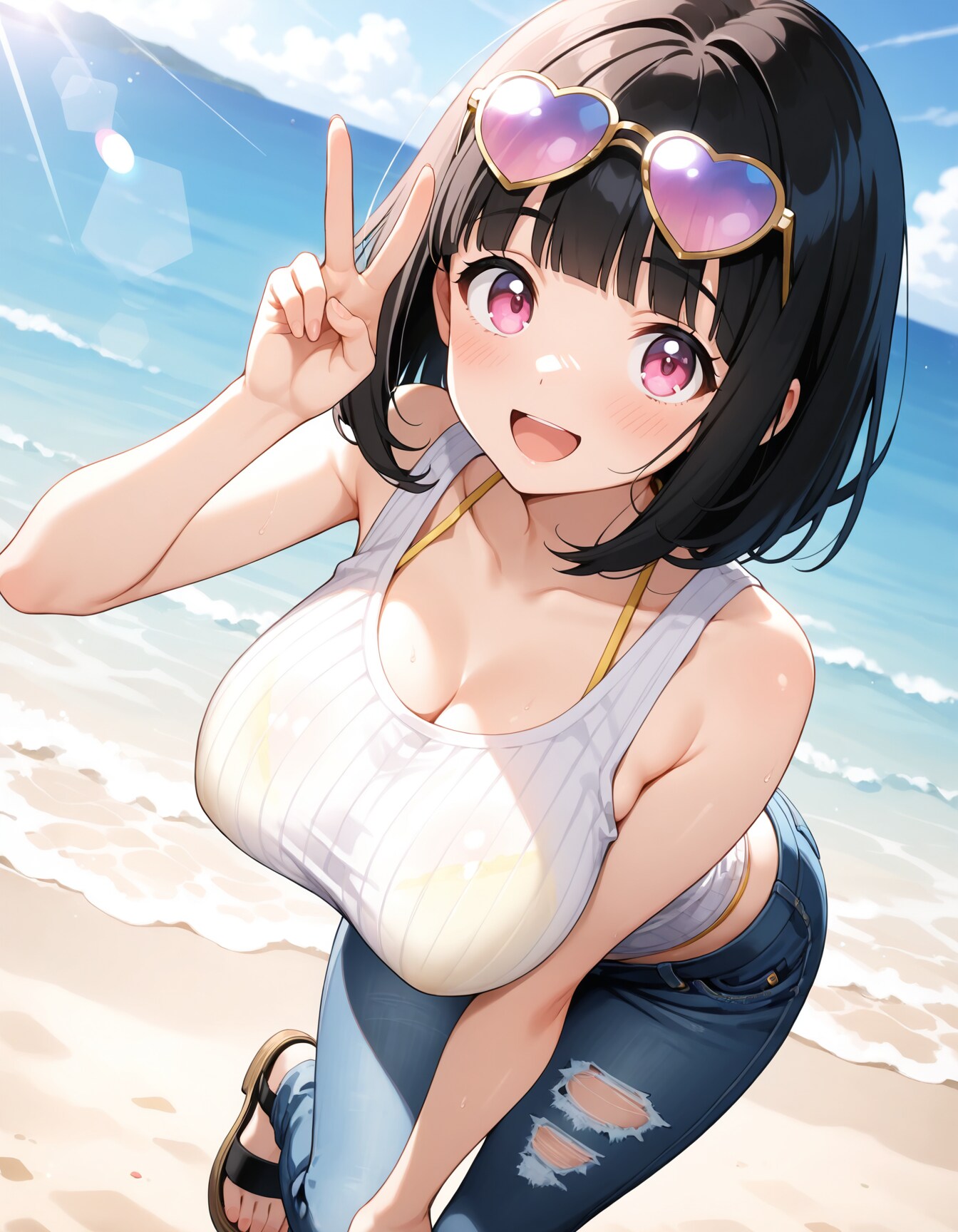 水着着てきたよ